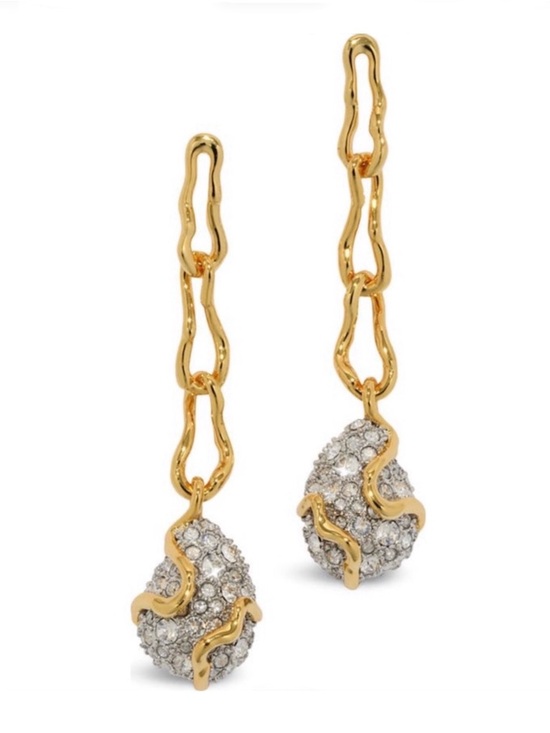 ALEXIS BITTAR Solanales Crystal Pavé Pebble Dangle Drop Earrings Gold Clear MY21